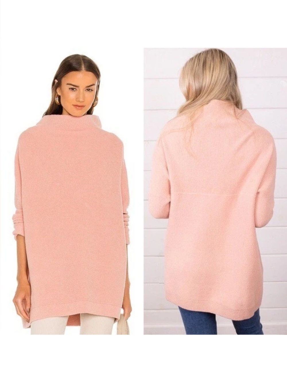Free People Ottoman Slouchy Tunic, featured in a soft pink hue oversized XSmall